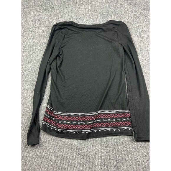 Lucky Brand Blouse Women's Small Black Red Geometric Stripe Long Sleeve Boho - Picture 7 of 7